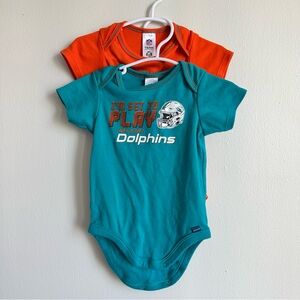 NFLGerber Teal and Orange Miami Dolphins Baby Bodysuits size 6-12 M